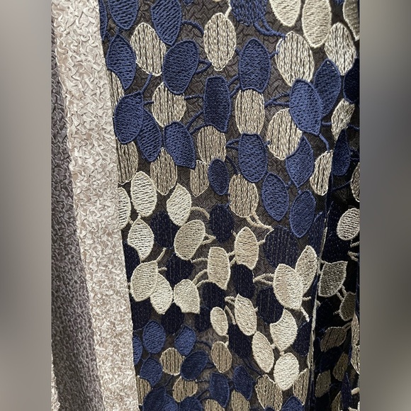 Drapers&Damons Womens Two Piece Metallic Blue Silver Ruched Open Front Blazer M - Picture 8 of 10